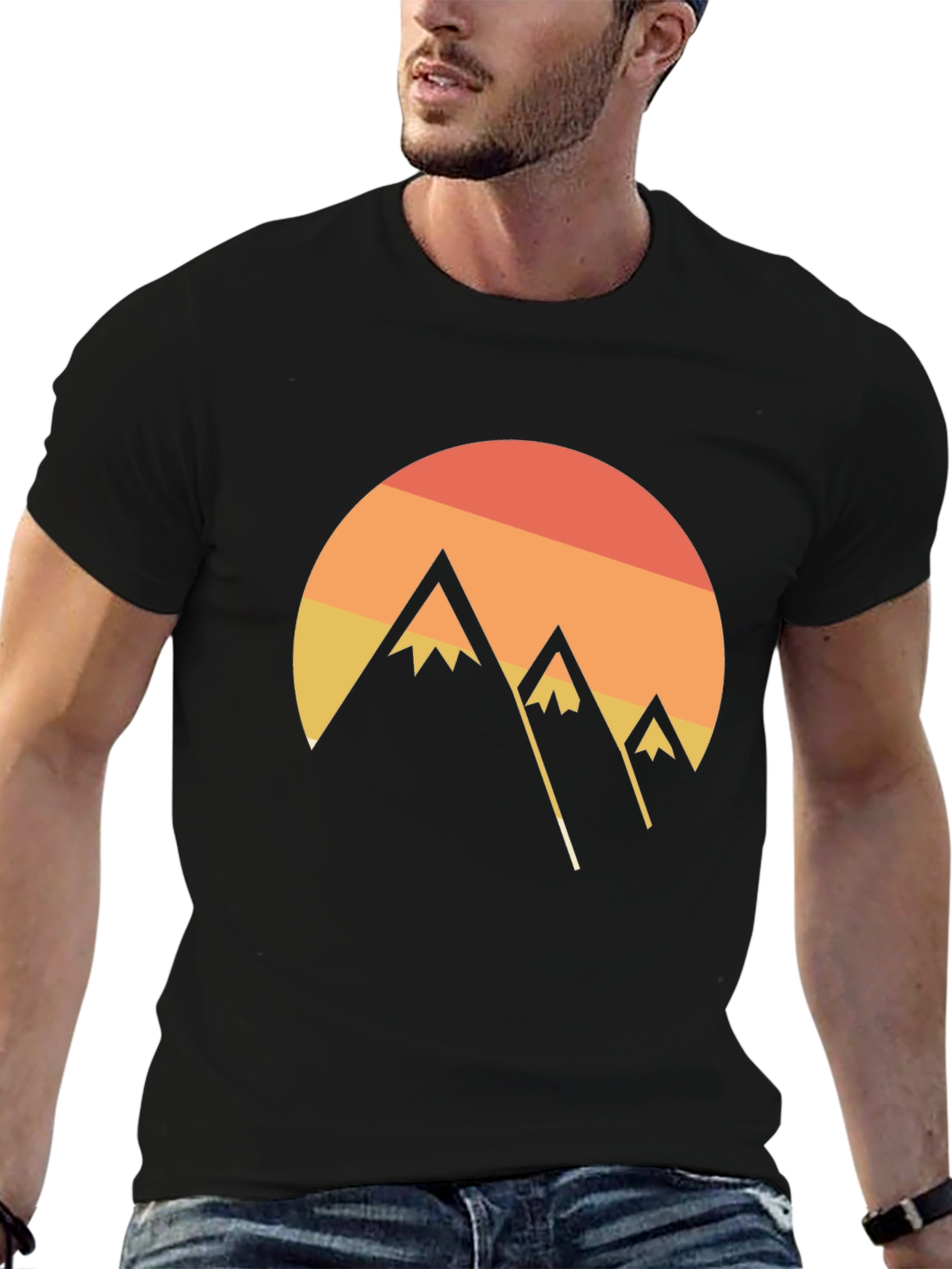 Sunset Mountain Graphic Tee - Black