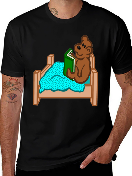 Bear Reading in Bed Graphic T-Shirt