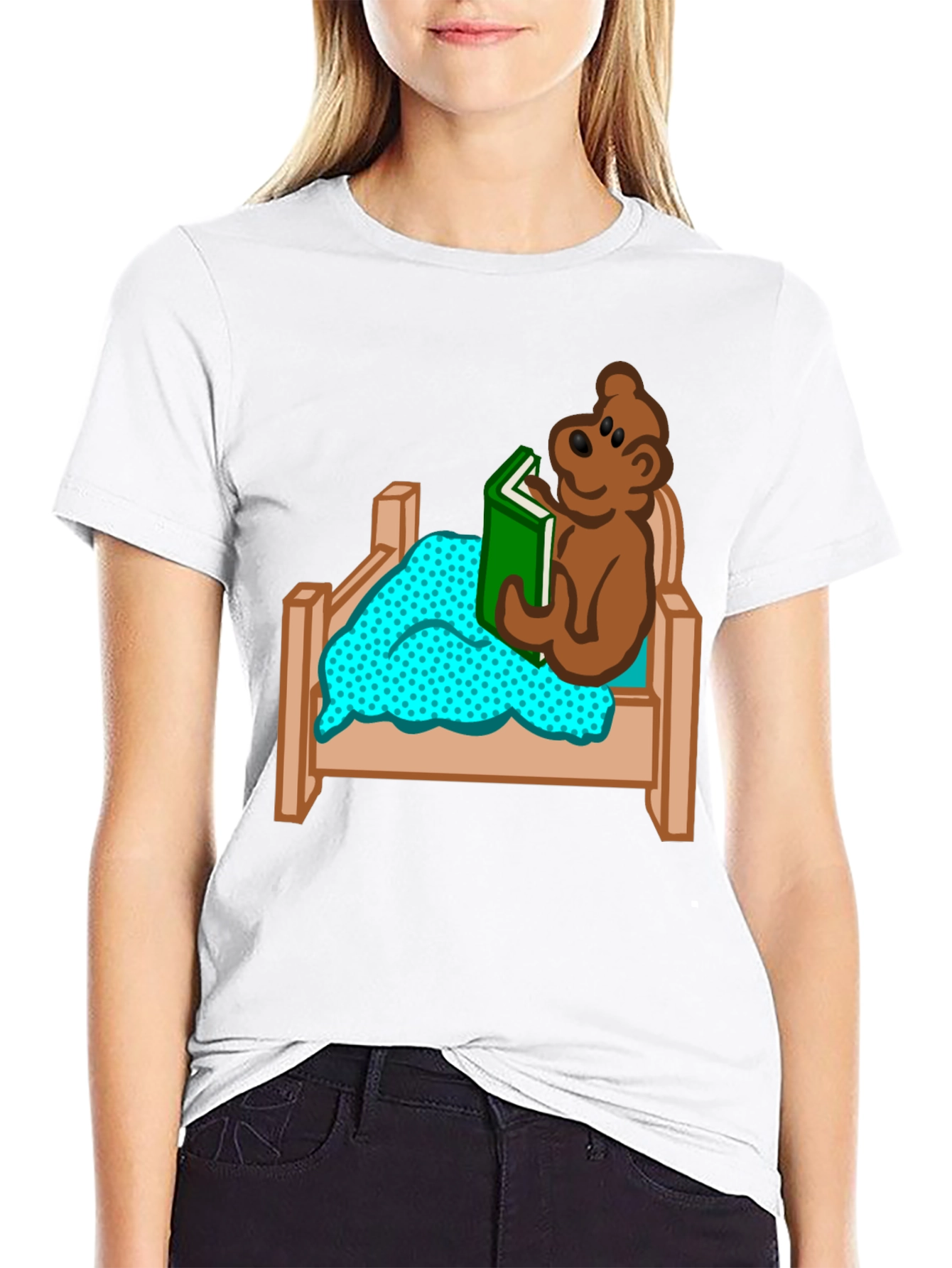 Bear Reading in Bed Graphic T-Shirt
