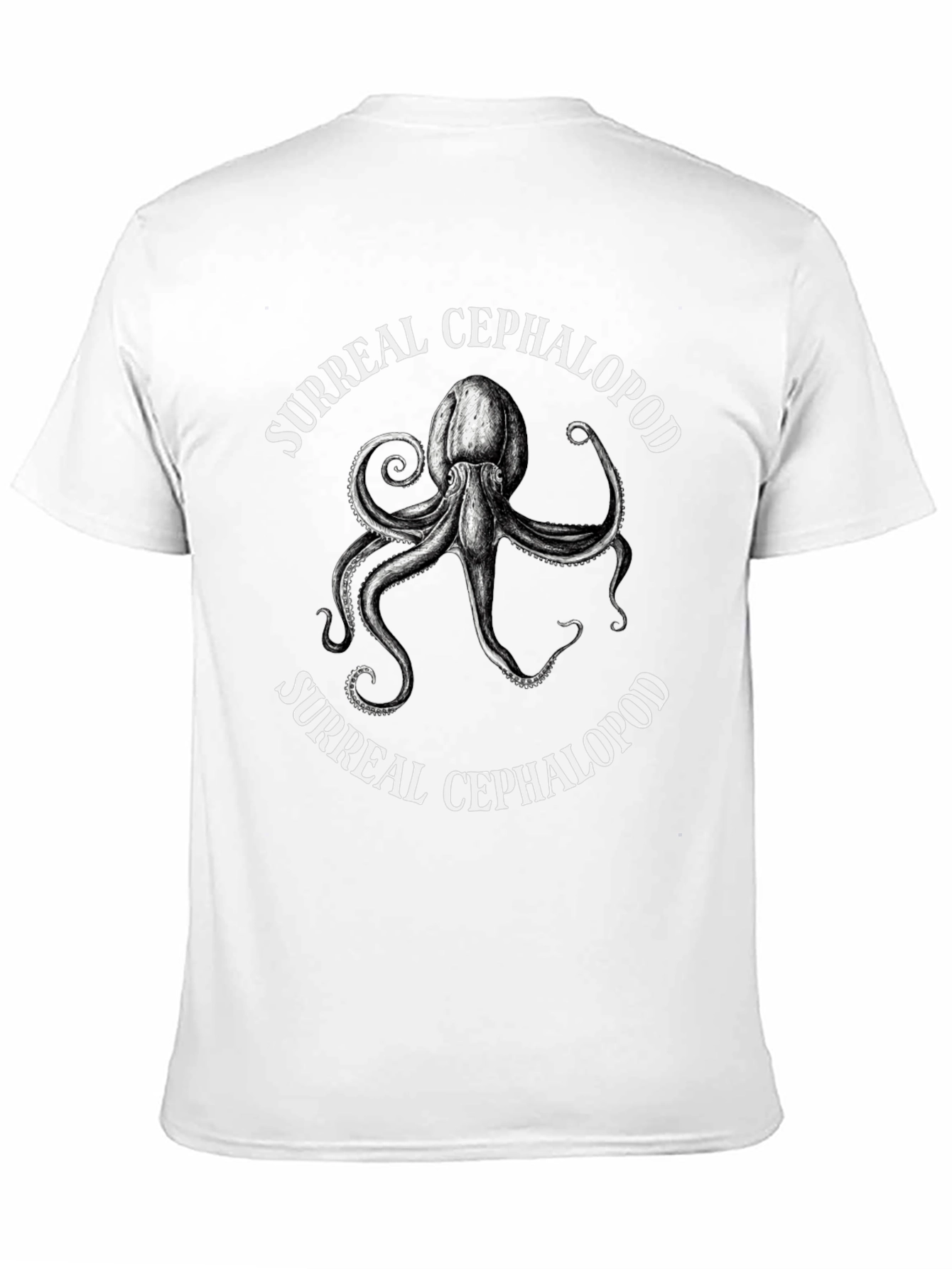 Surreal Cephalopod Graphic Tee - Black Cotton T-Shirt