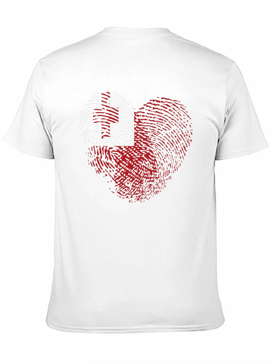 Tonga Flag Heart Fingerprint T-Shirt
