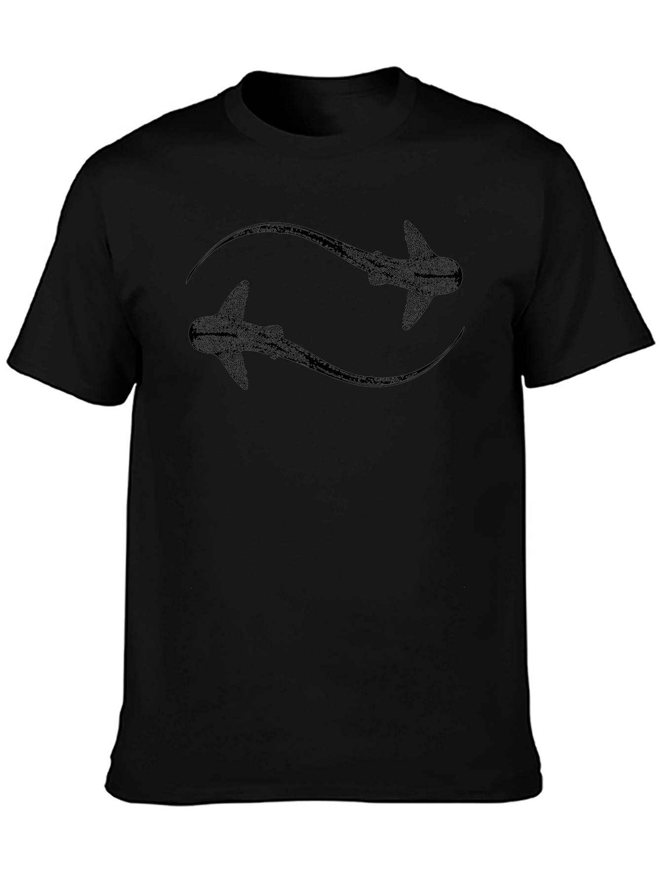 Stylish Black Graphic Tee - Shark Design