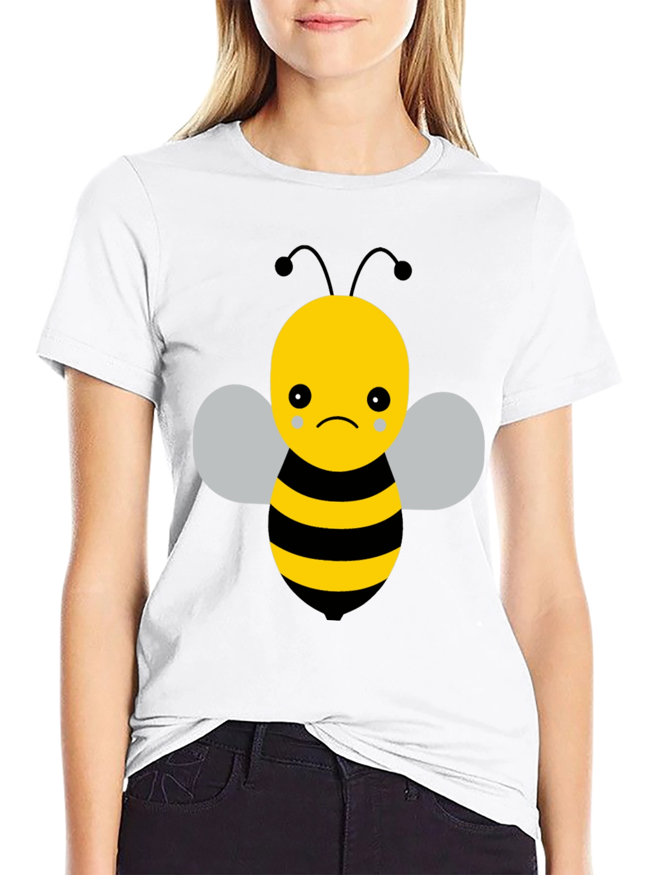 Sad Bee Graphic T-Shirt - Unisex Black Tee