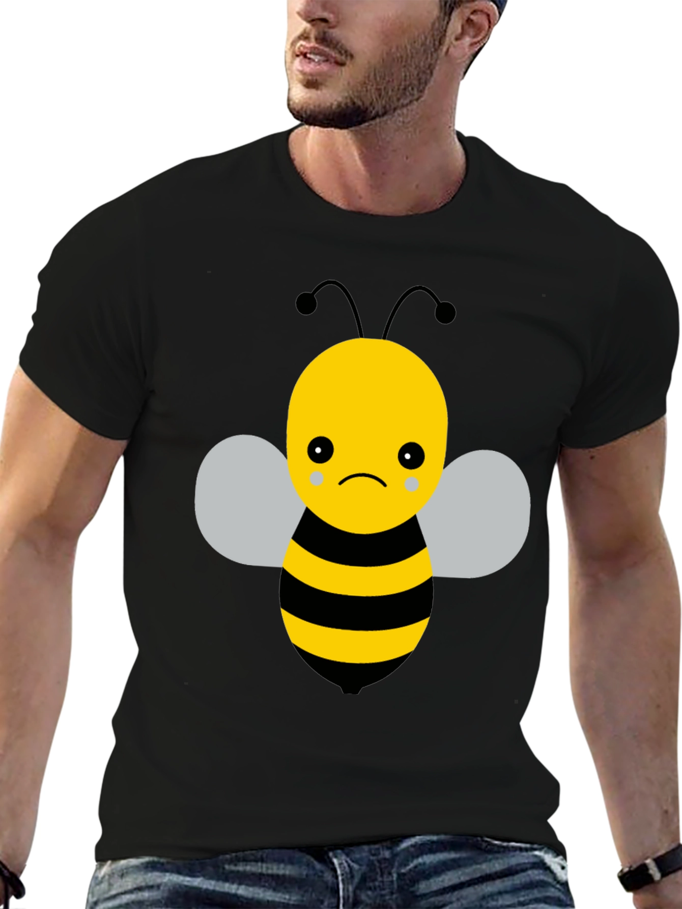 Sad Bee Graphic T-Shirt - Unisex Black Tee