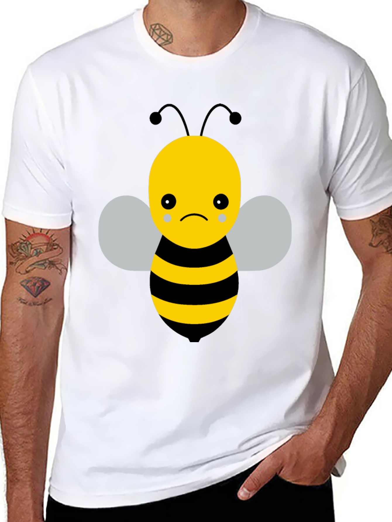 Sad Bee Graphic T-Shirt - Unisex Black Tee
