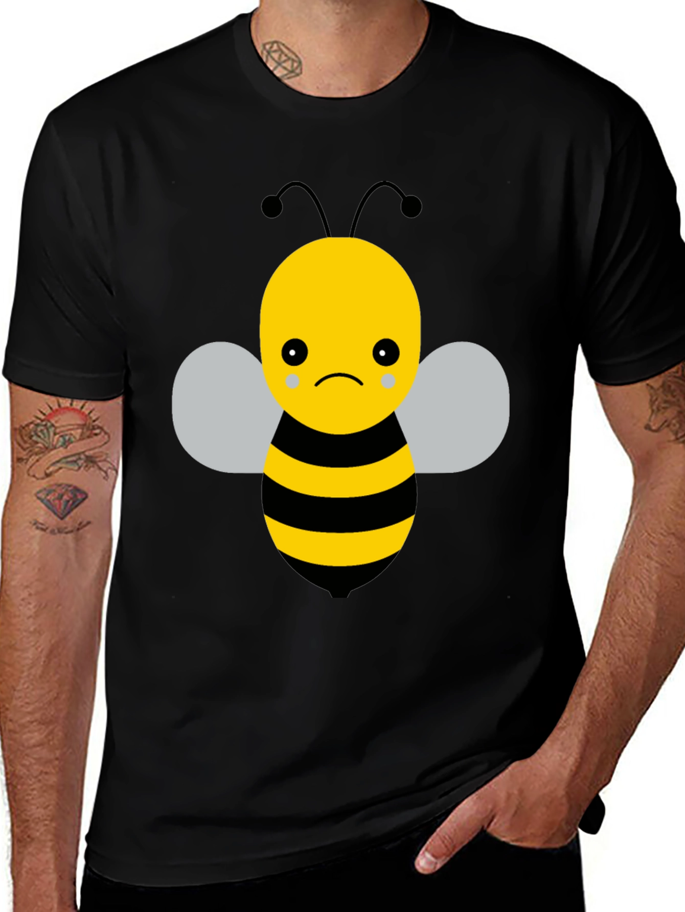 Sad Bee Graphic T-Shirt - Unisex Black Tee
