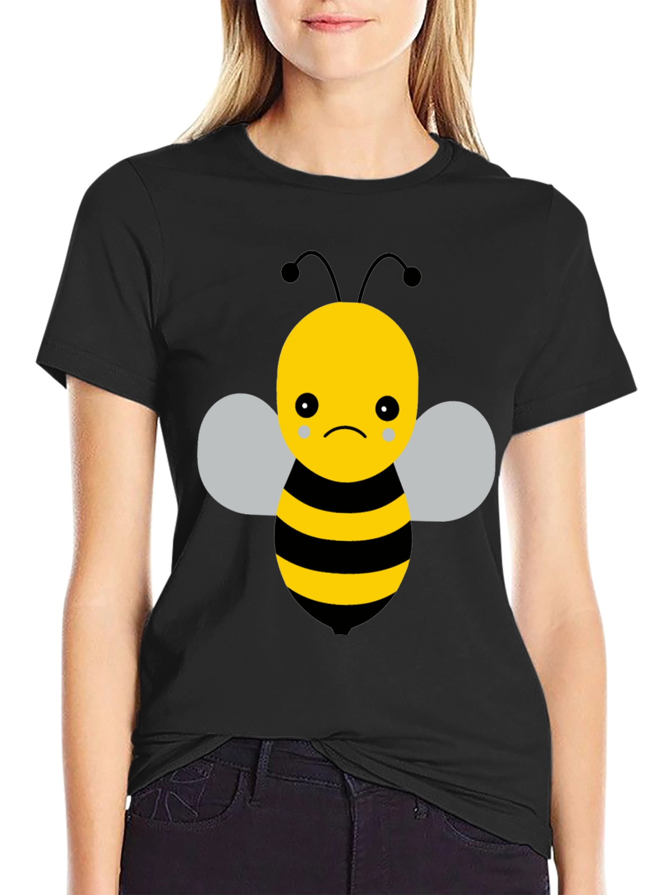 Sad Bee Graphic T-Shirt - Unisex Black Tee