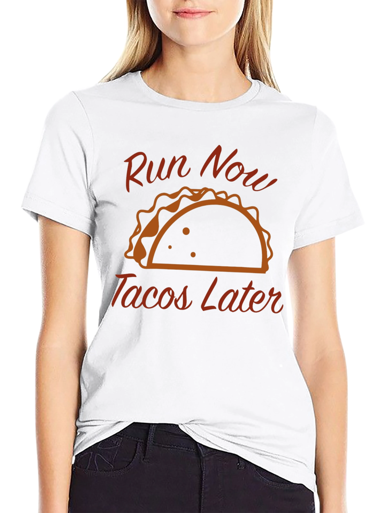 Run Now Tacos Later Funny Graphic Tee