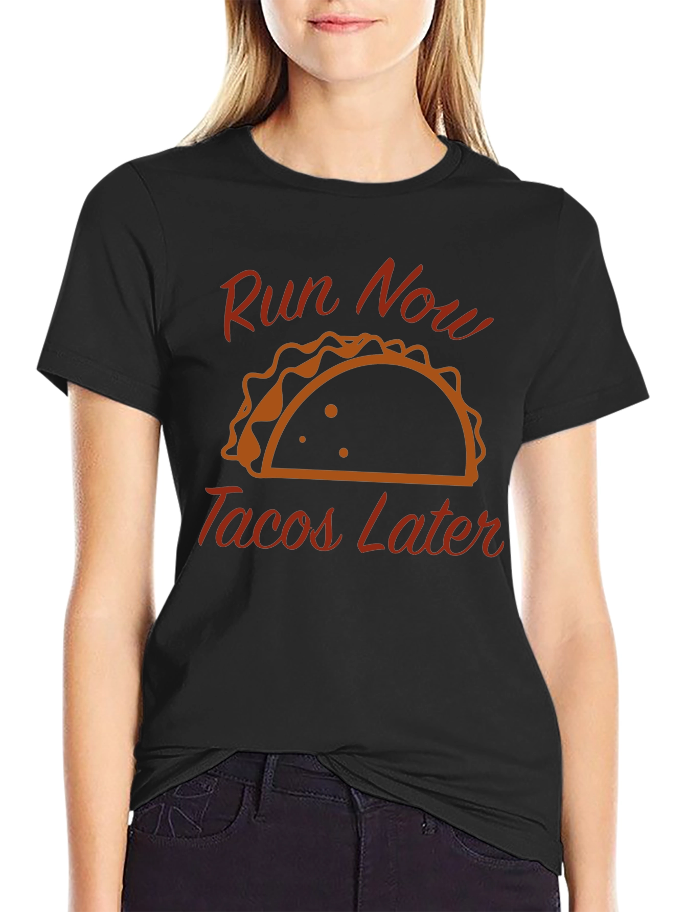 Run Now Tacos Later Funny Graphic Tee