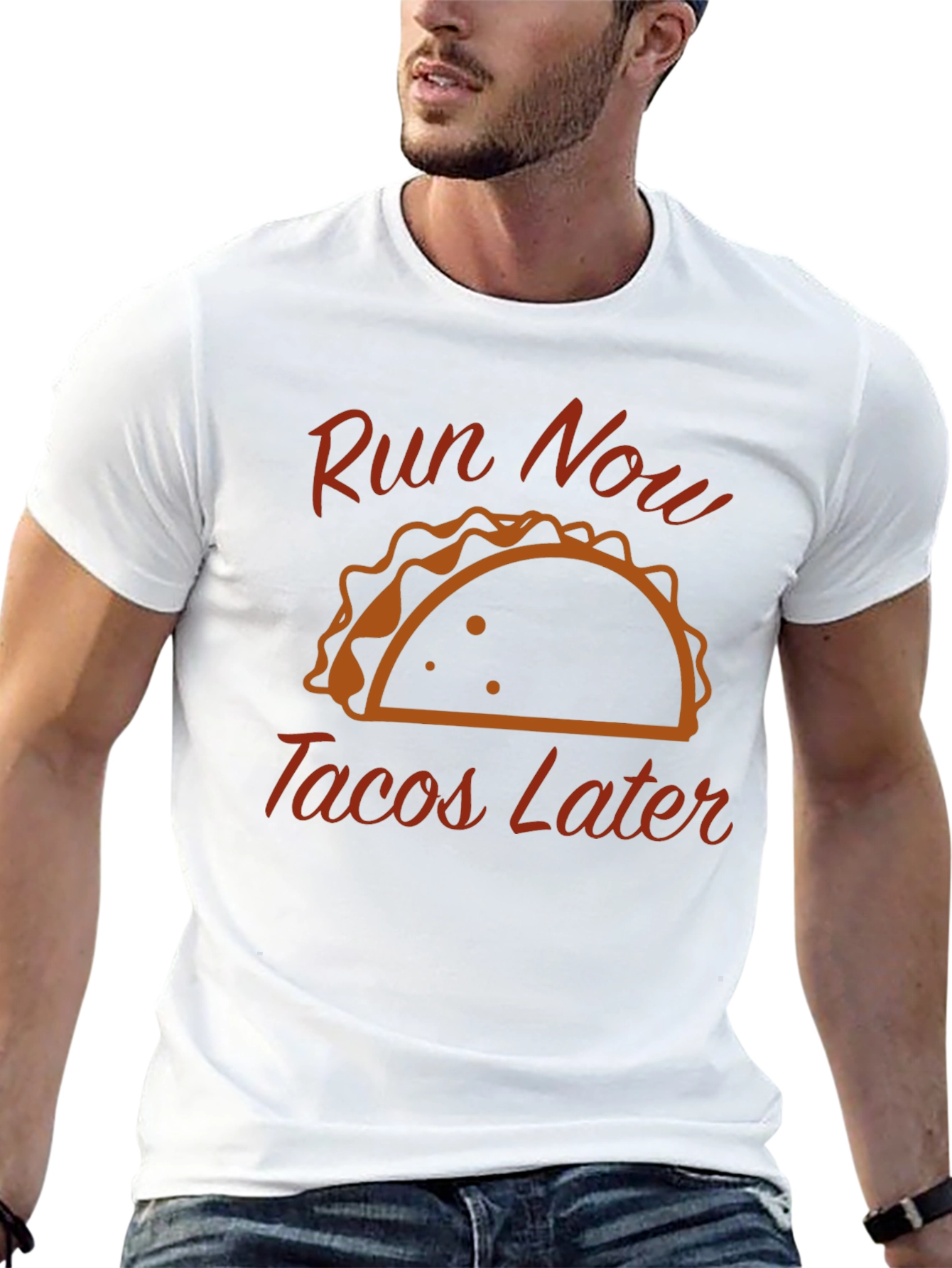 Run Now Tacos Later Funny Graphic Tee