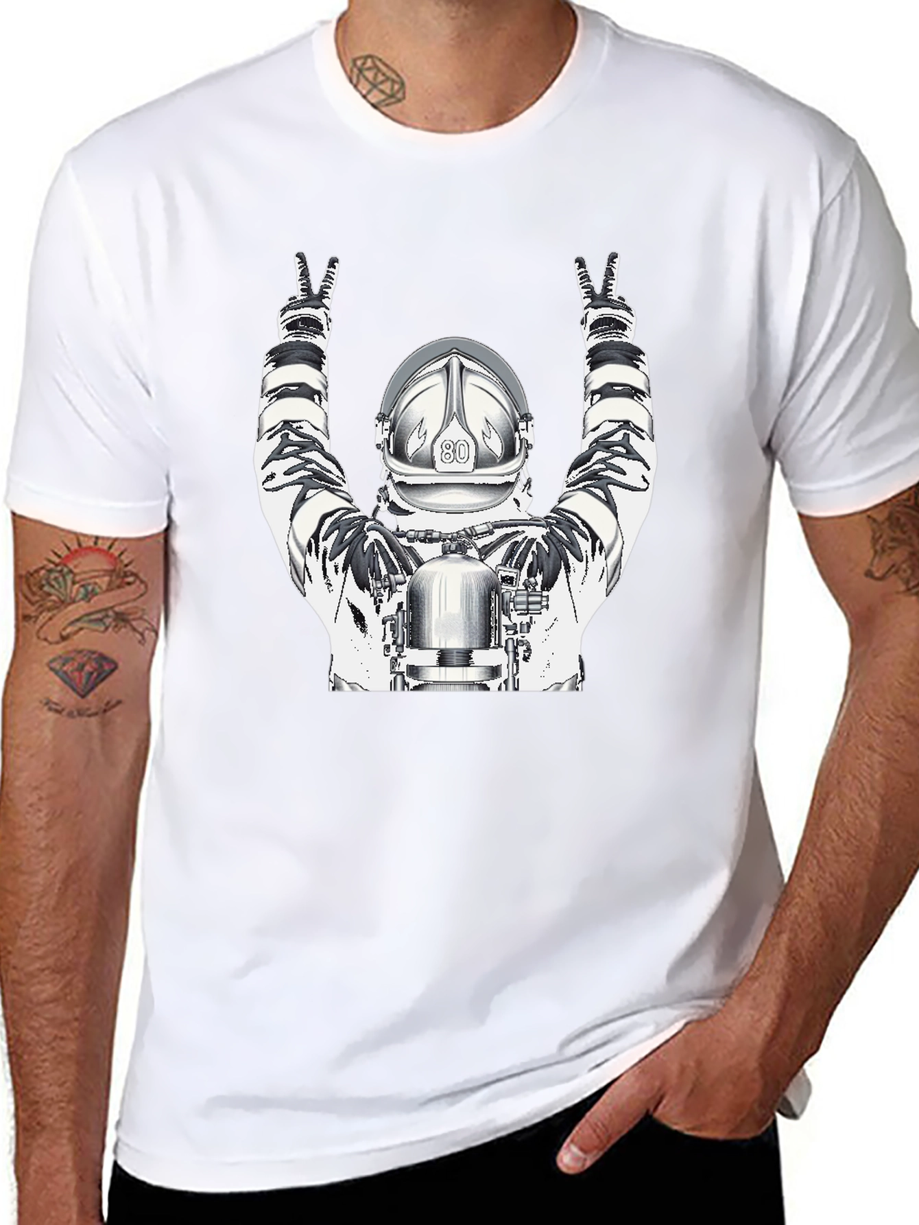Astronaut Graphic Tee - Black Cotton T-Shirt