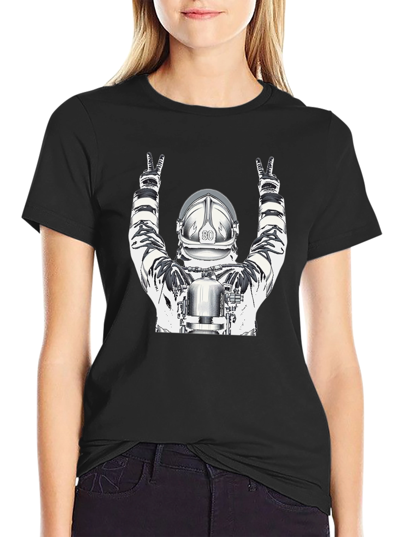 Astronaut Graphic Tee - Black Cotton T-Shirt