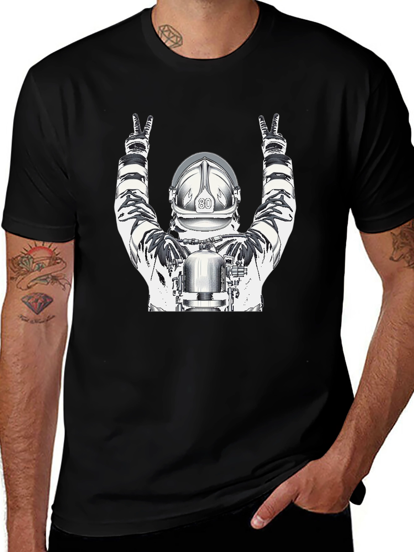 Astronaut Graphic Tee - Black Cotton T-Shirt