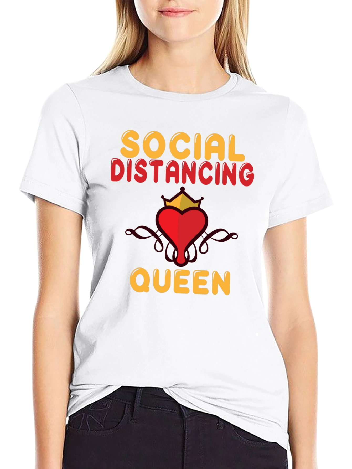 Social Distancing Queen T-Shirt - Funny Novelty Tee