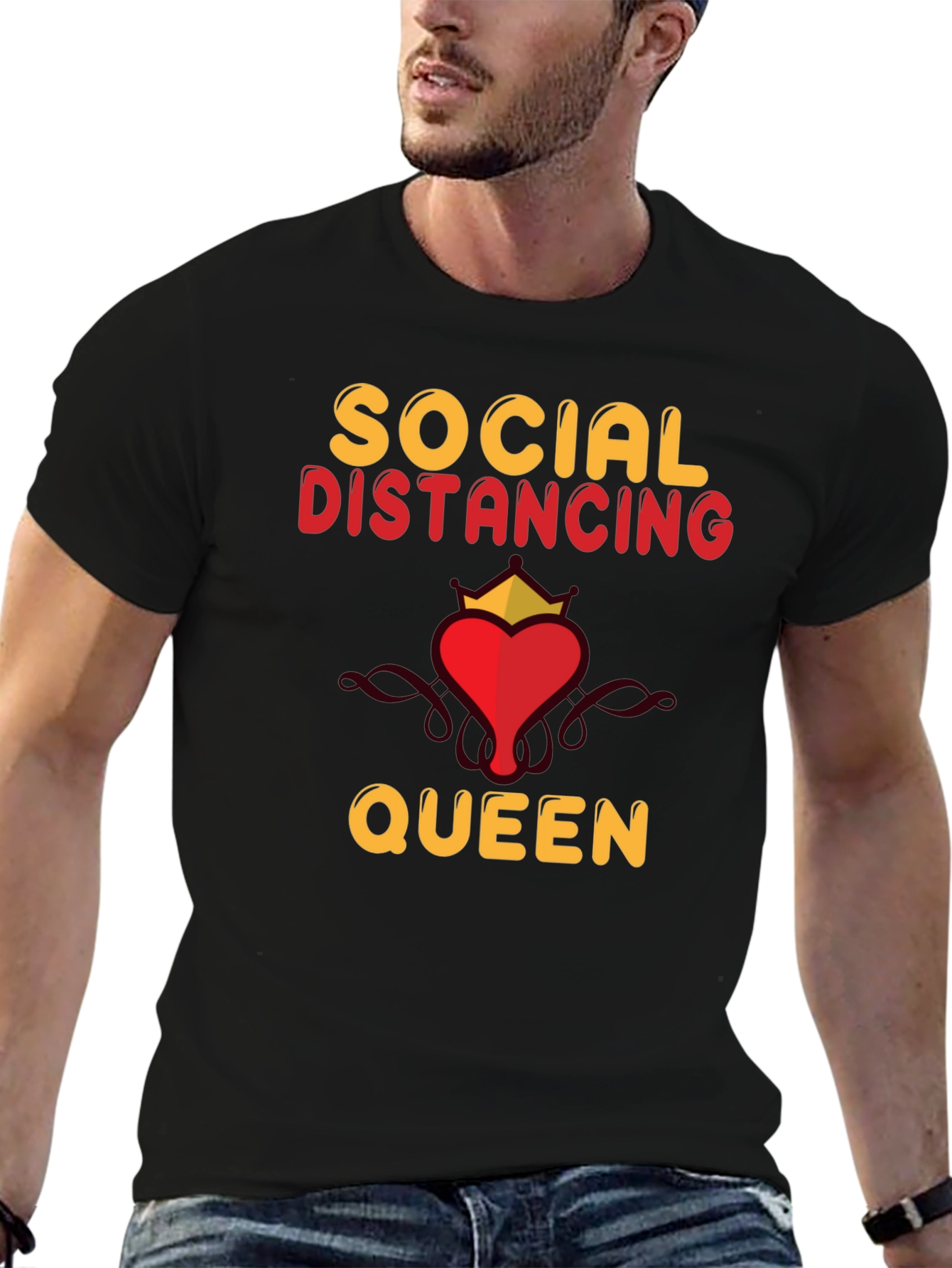 Social Distancing Queen T-Shirt - Funny Novelty Tee