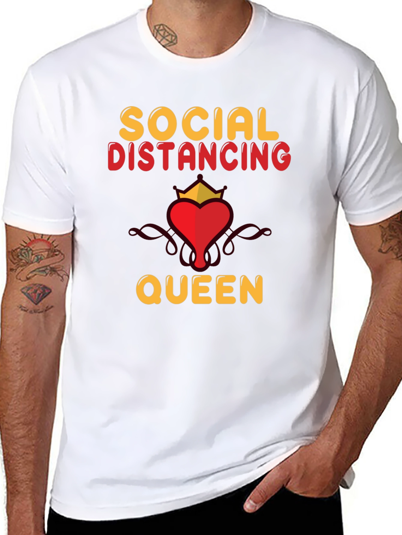 Social Distancing Queen T-Shirt - Funny Novelty Tee