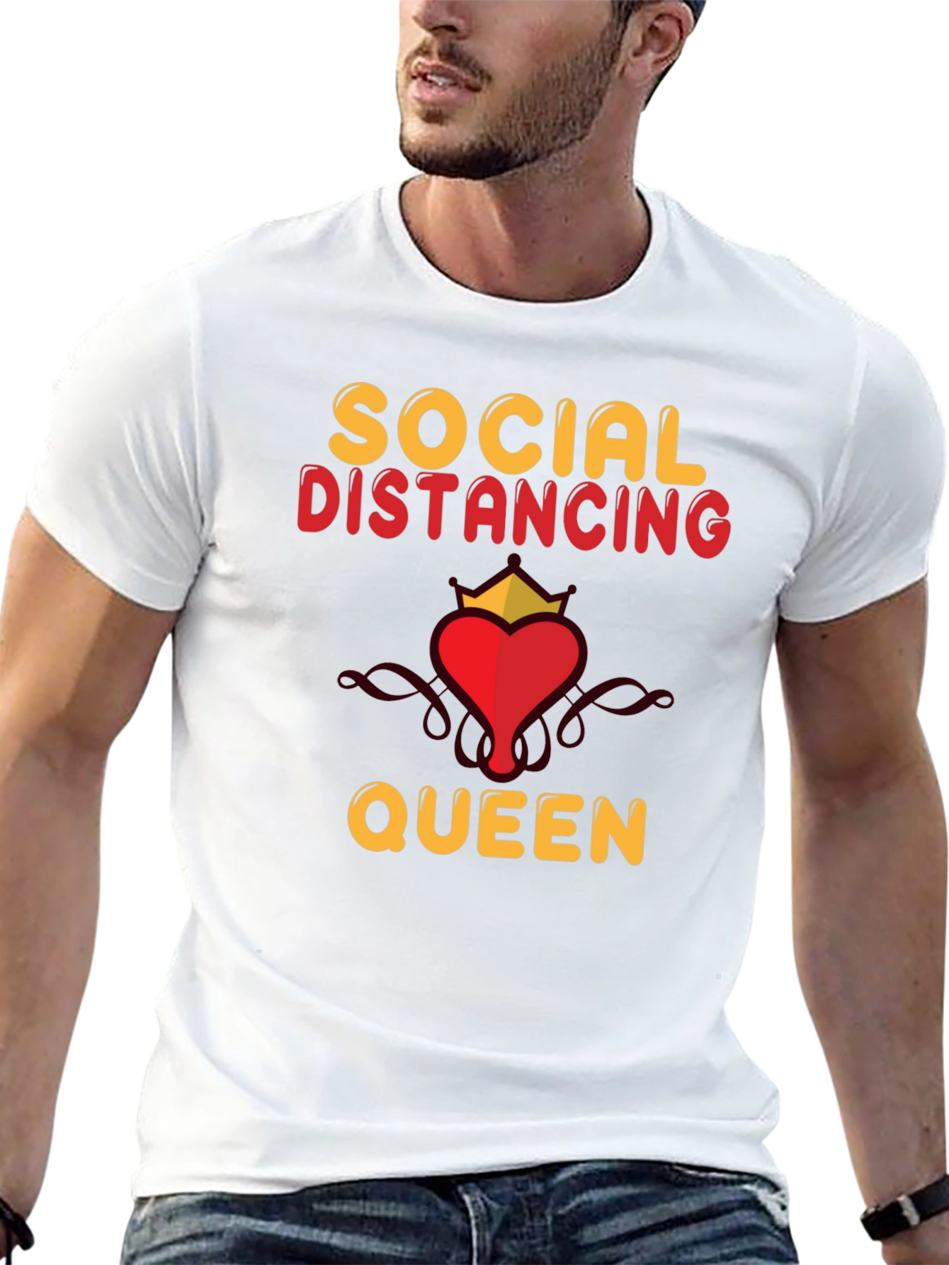 Social Distancing Queen T-Shirt - Funny Novelty Tee