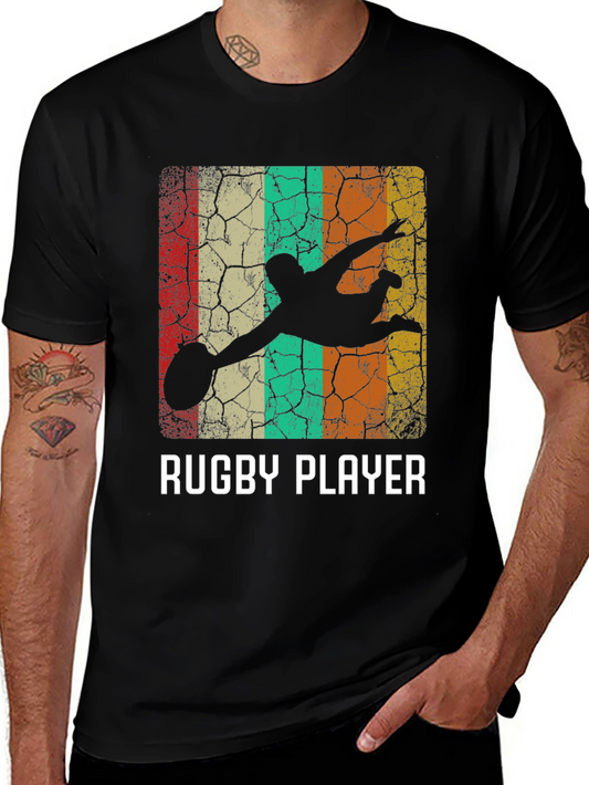 Rugby Player Retro Style Graphic T-Shirt