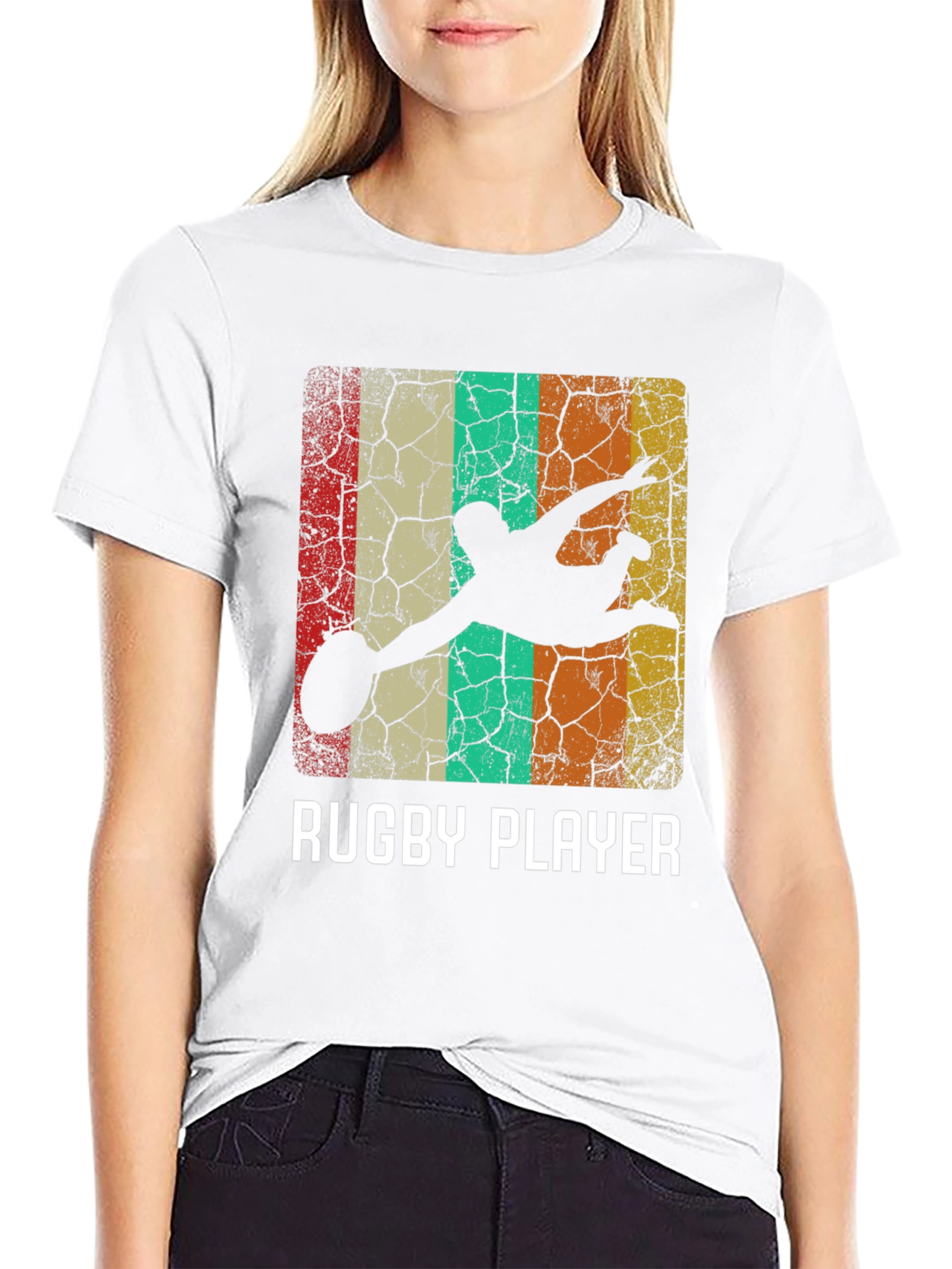 Rugby Player Retro Style Graphic T-Shirt