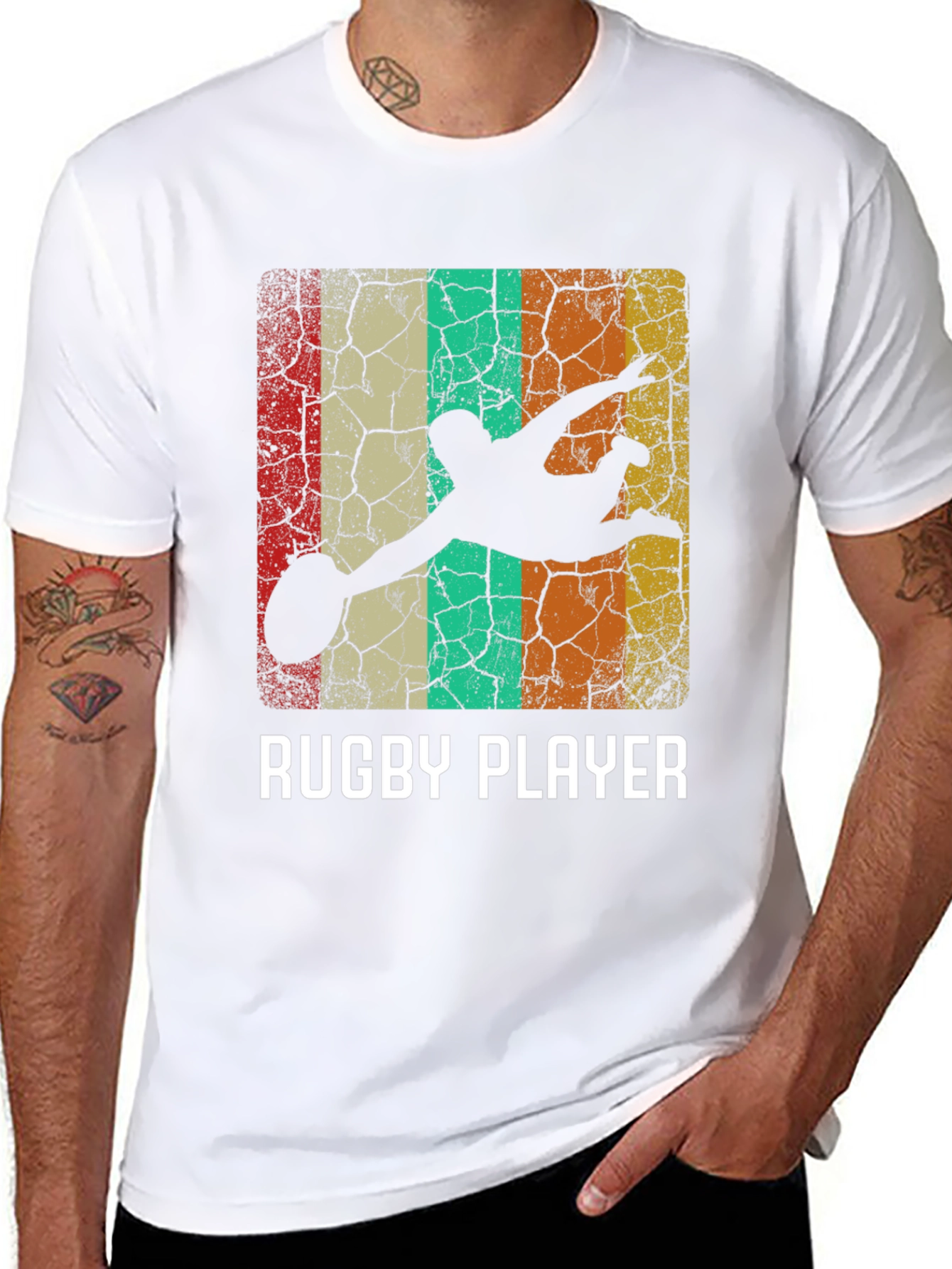 Rugby Player Retro Style Graphic T-Shirt