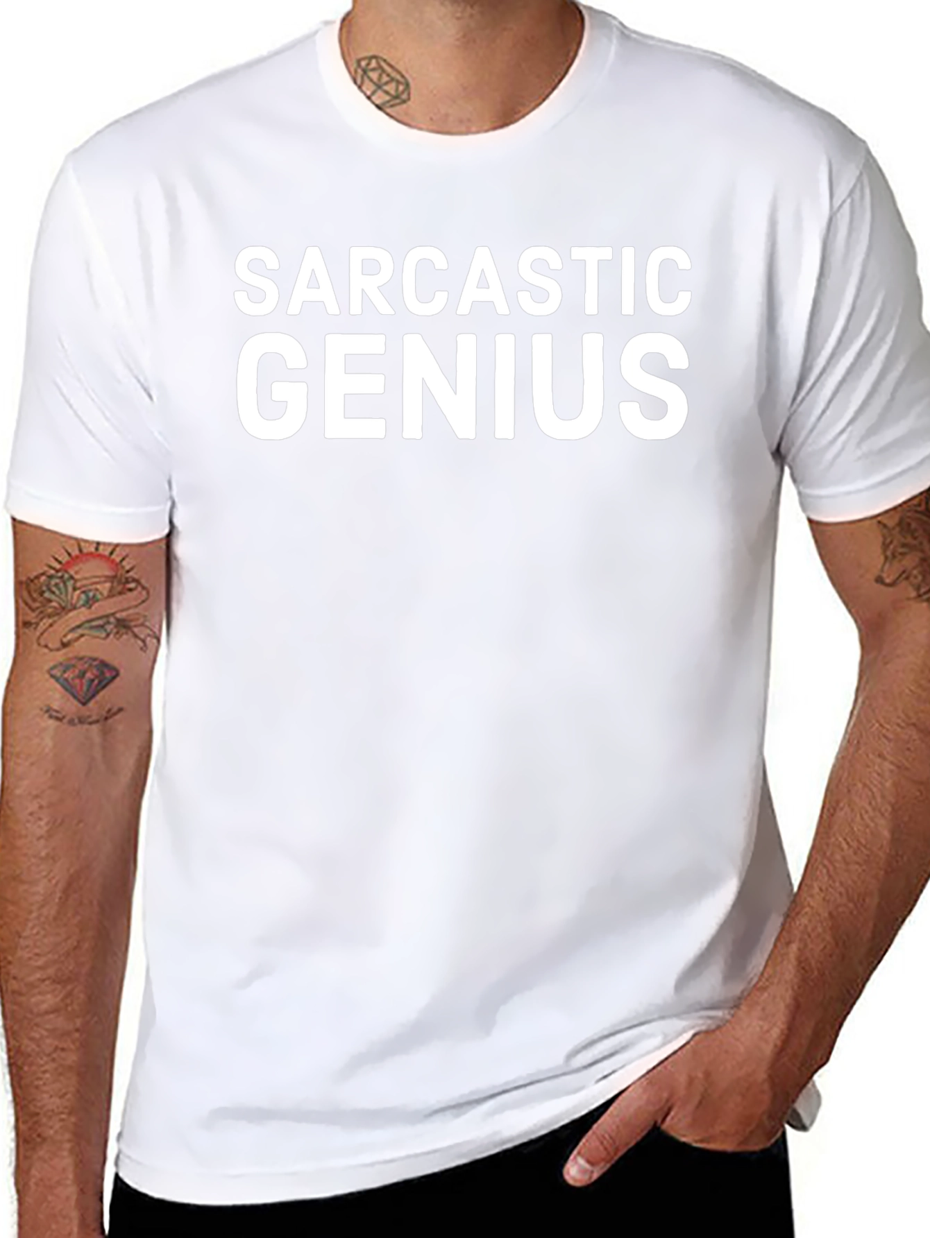 Sarcastic Genius Graphic Tee - Black Cotton T-Shirt