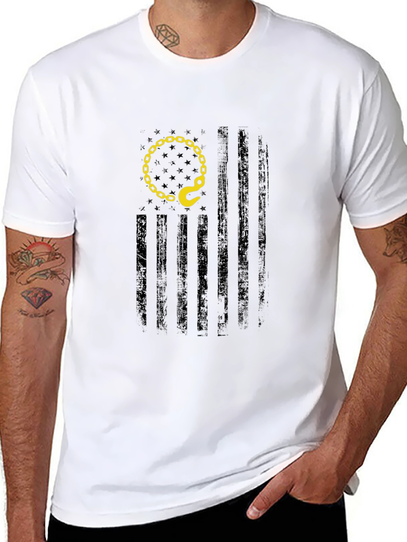 Tow Truck Driver American Flag Graphic T-Shirt
