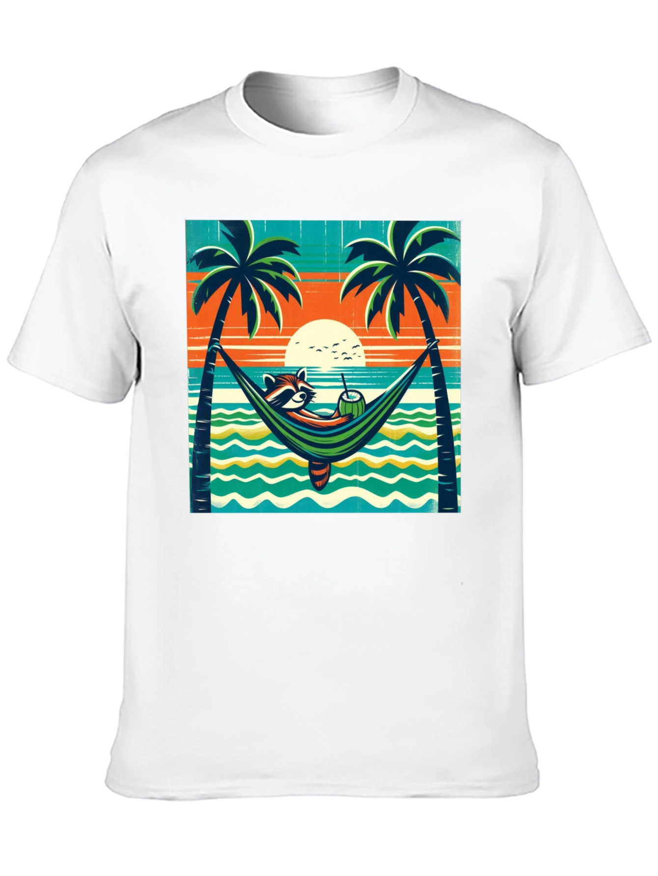 Relaxed Raccoon Beach T-Shirt
