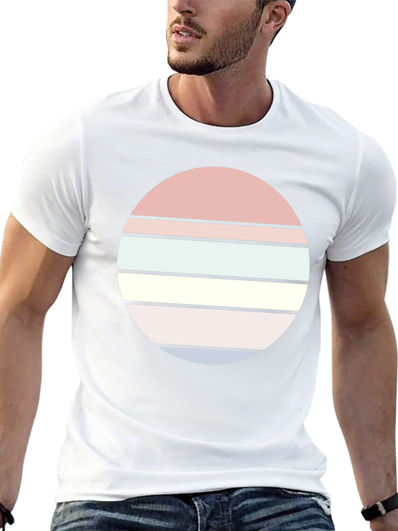 Retro Sunset Graphic Tee - Stylish Cotton Blend T-Shirt