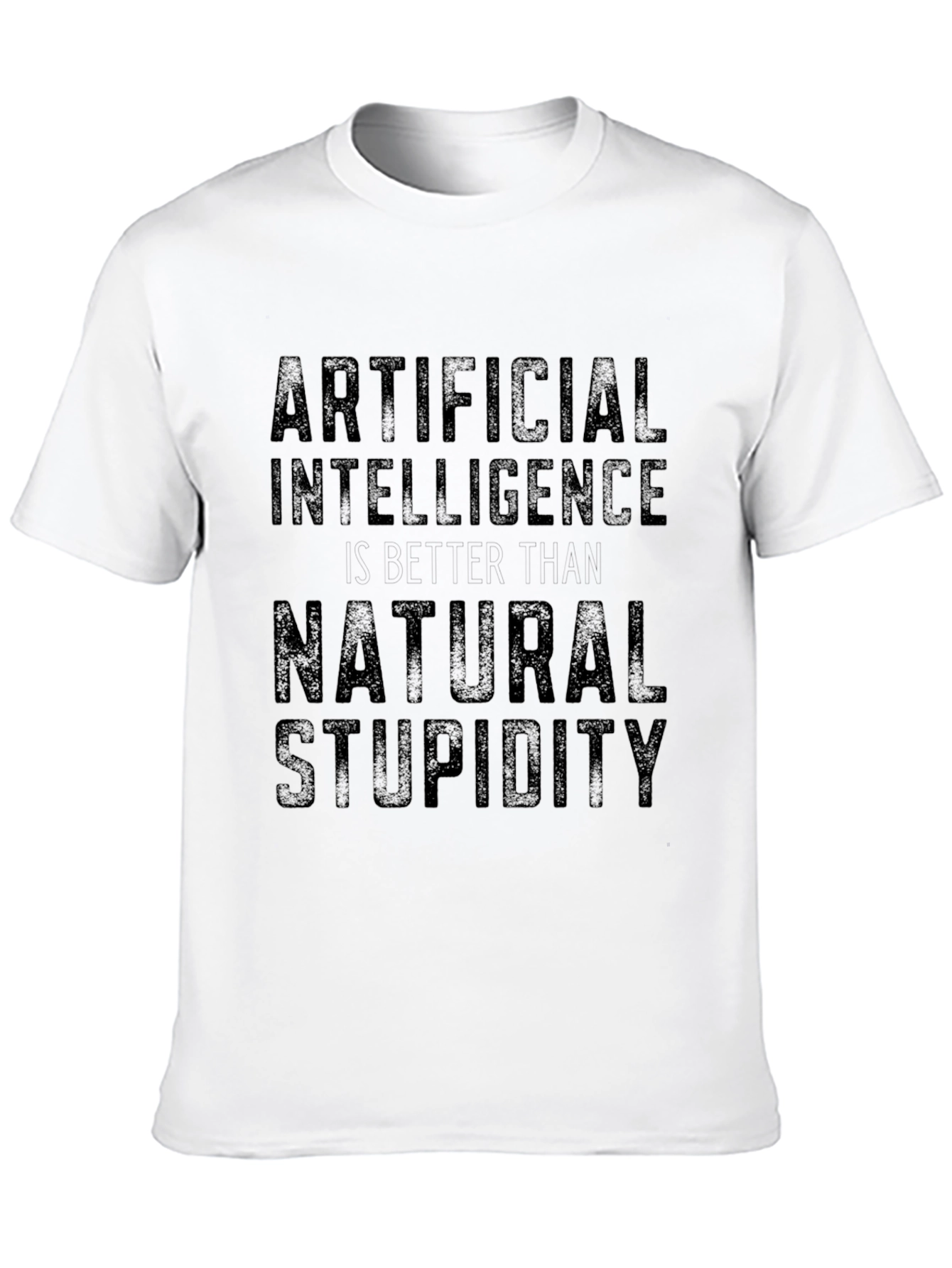 Artificial Intelligence vs Natural Stupidity Black T-Shirt