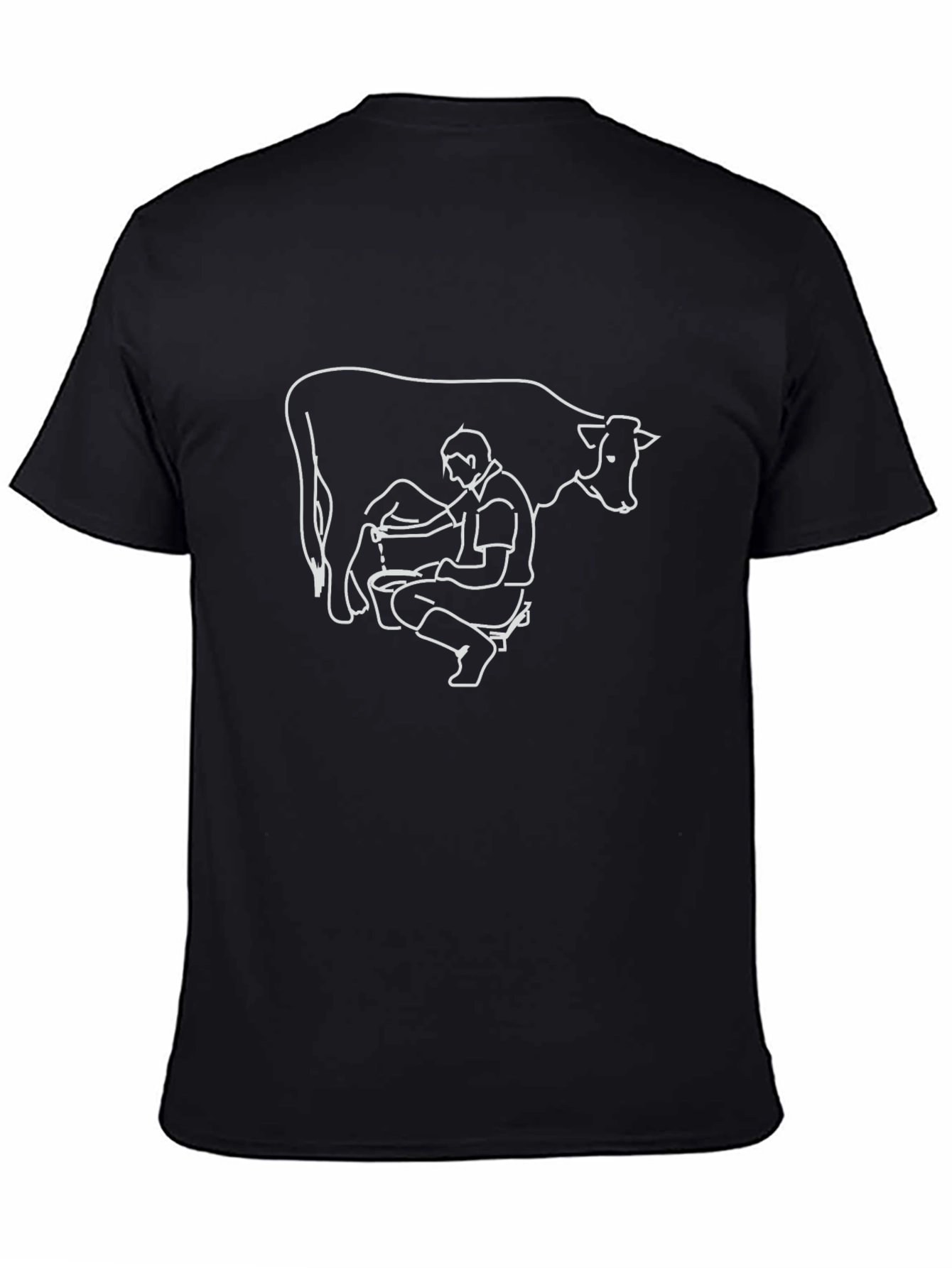 Cow Milking Graphic Tee - Black Cotton T-Shirt