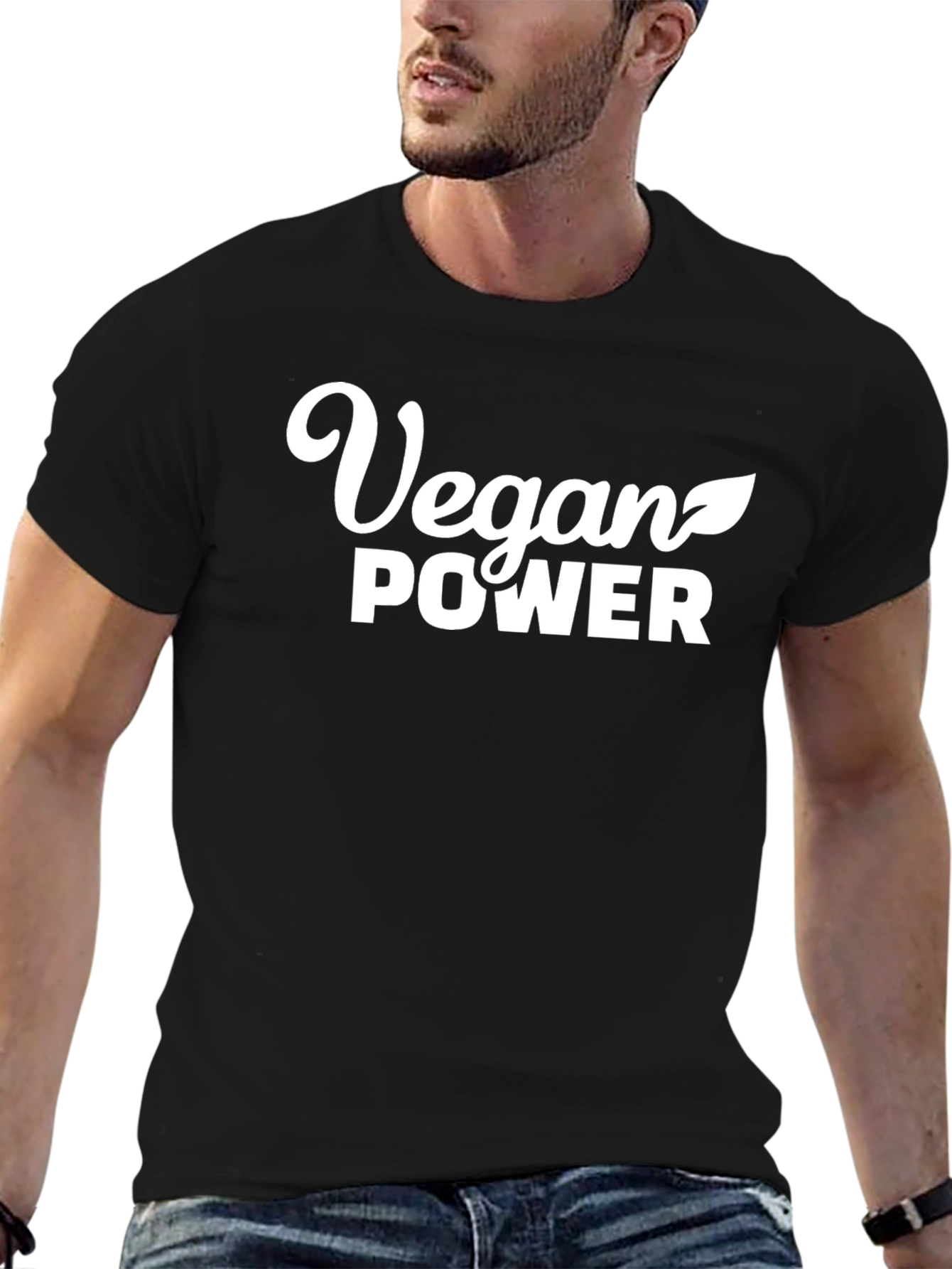 Vegan Power T-Shirt - Black Crew Neck Tee