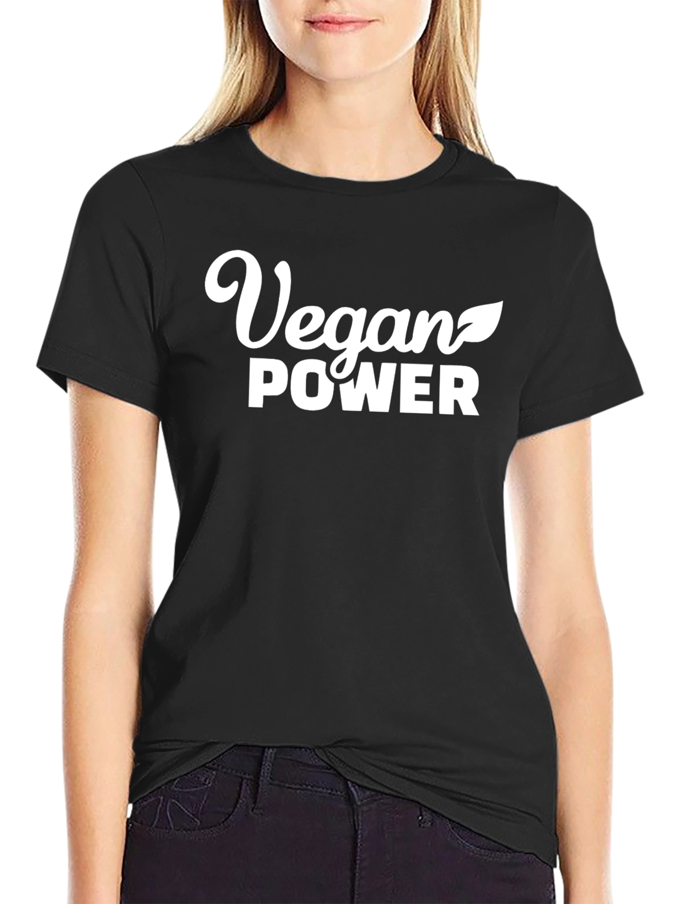 Vegan Power T-Shirt - Black Crew Neck Tee