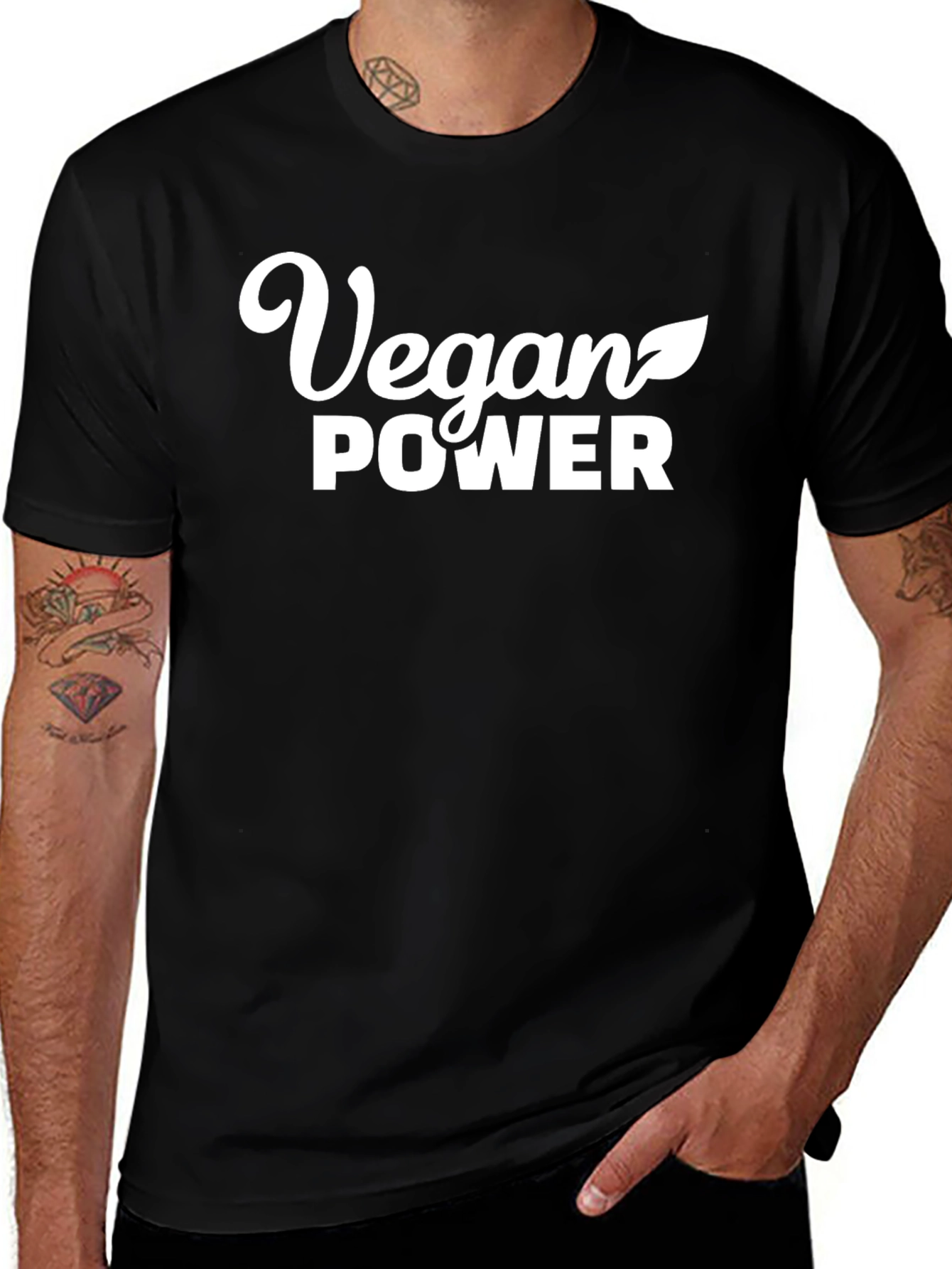Vegan Power T-Shirt - Black Crew Neck Tee