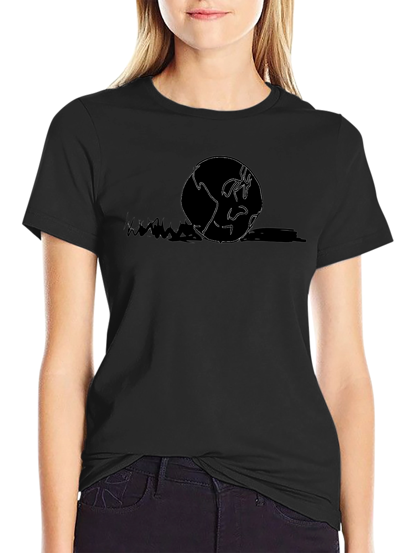 Abstract Earth Graphic Tee - Modern Black T-Shirt