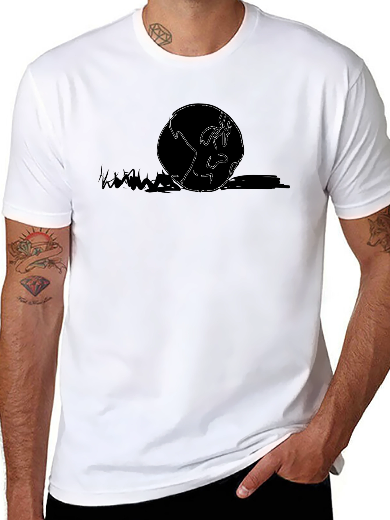 Abstract Earth Graphic Tee - Modern Black T-Shirt