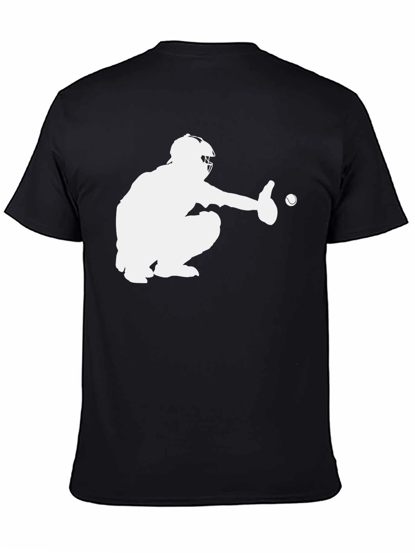 Baseball Catcher Graphic T-Shirt - Black