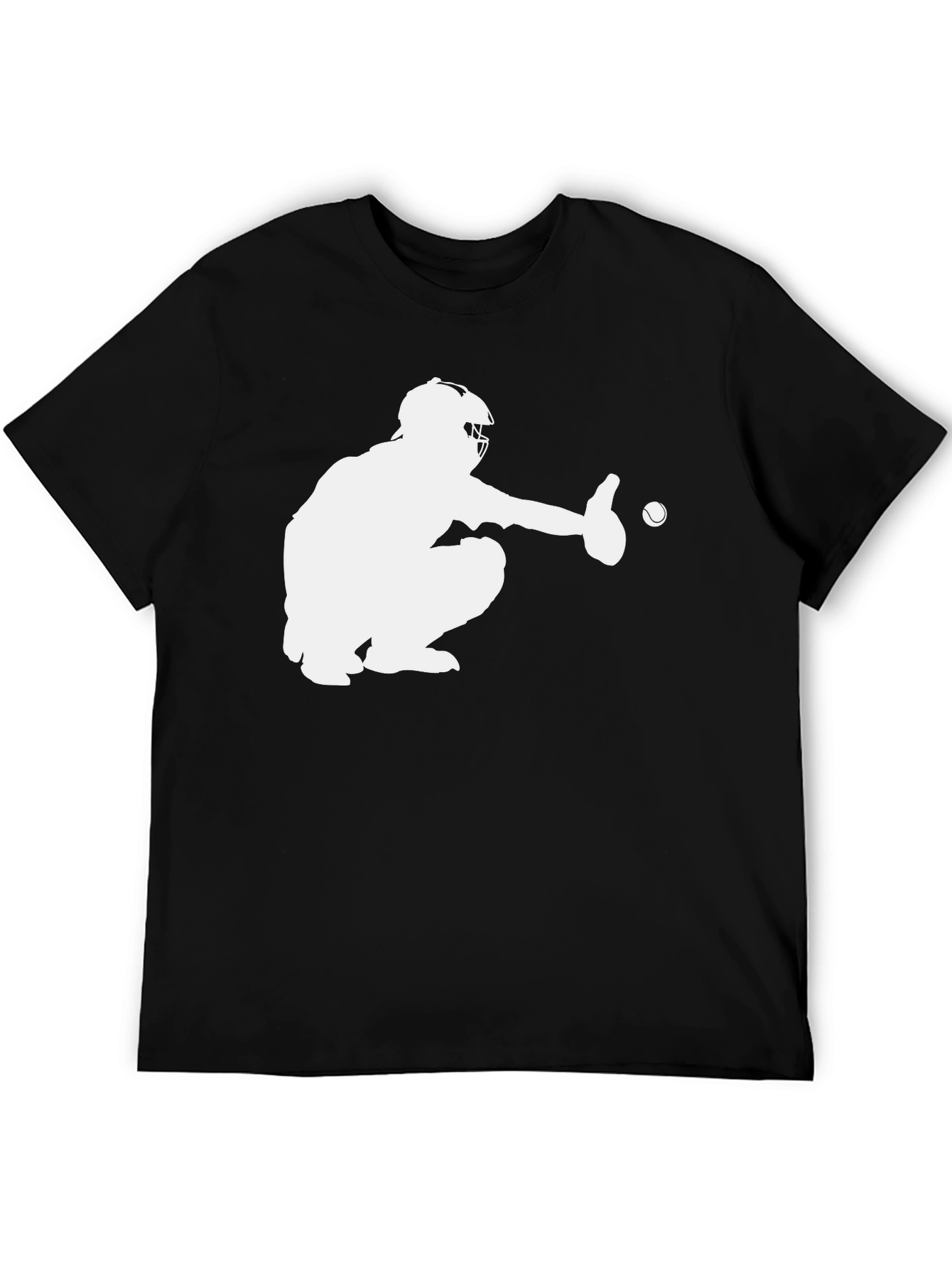 Baseball Catcher Graphic T-Shirt - Black