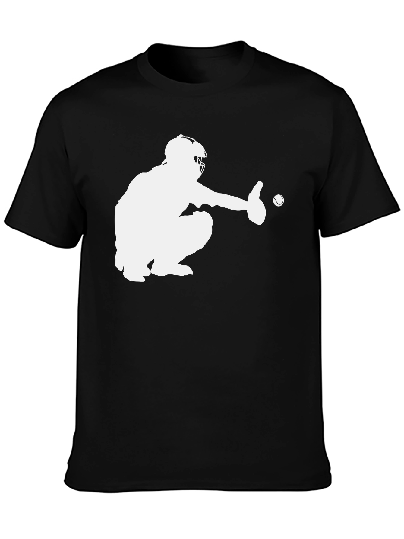Baseball Catcher Graphic T-Shirt - Black