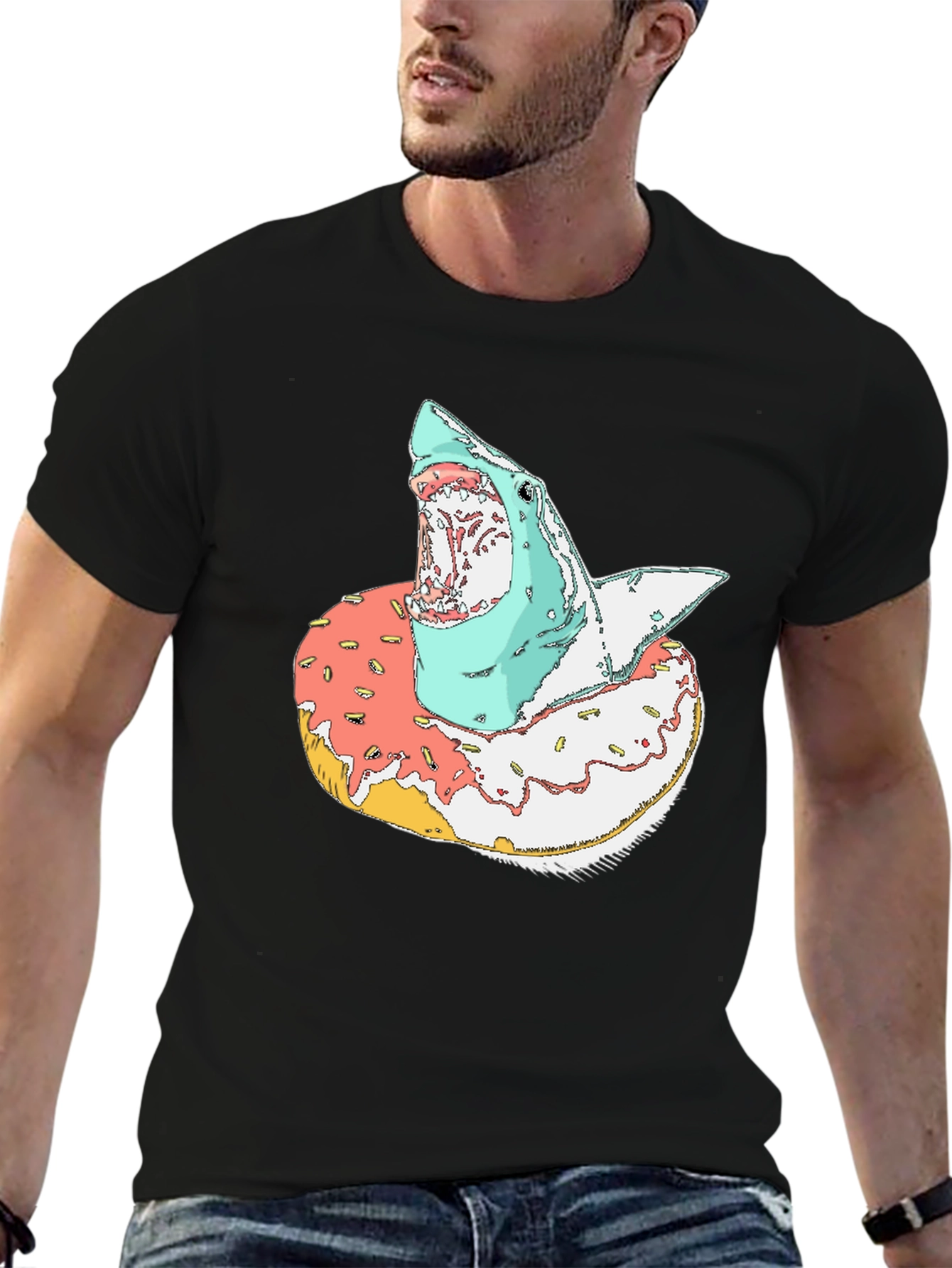 Shark Doughnut T-Shirt - Unique Graphic Tee
