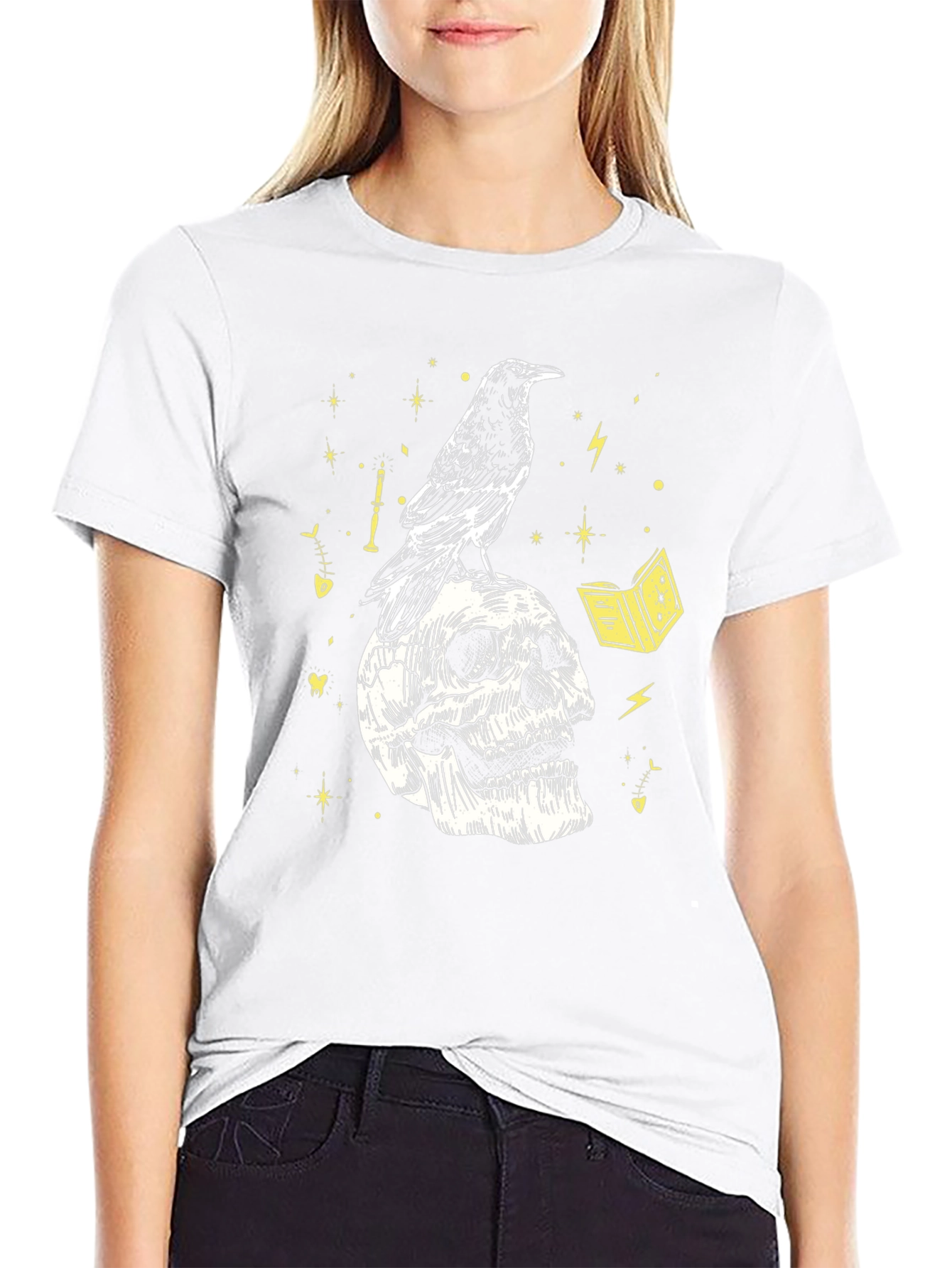 Raven Skull Graphic Tee - Dark Mystical T-Shirt
