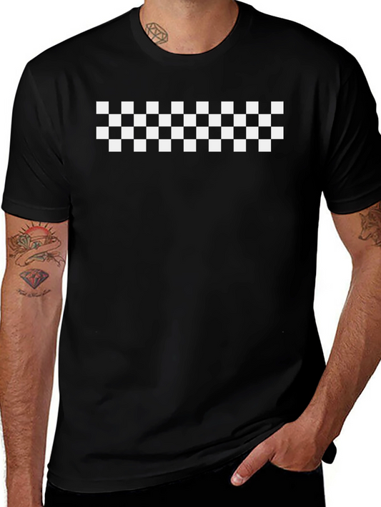 Checkered Pattern Black T-Shirt