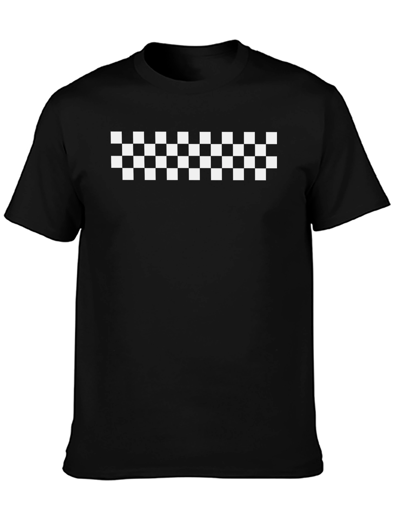 Checkered Pattern Black T-Shirt