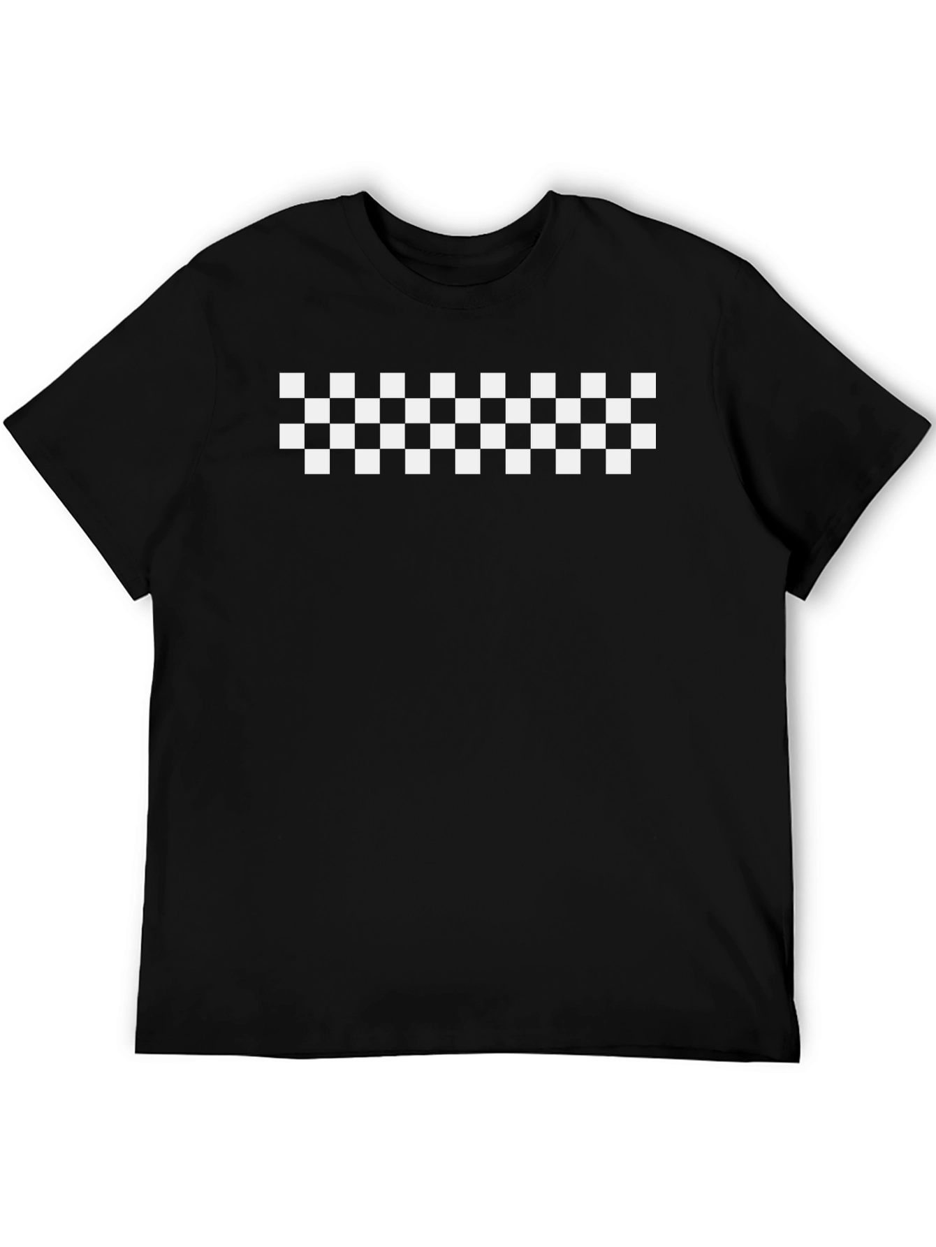 Checkered Pattern Black T-Shirt