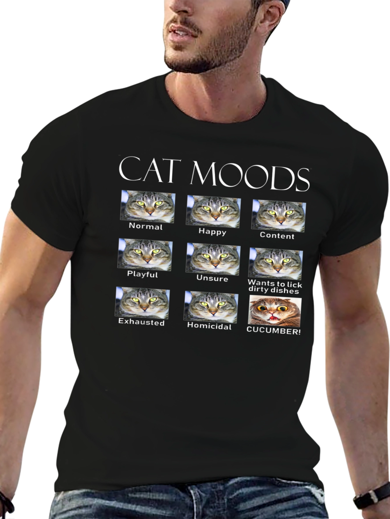 Cat Moods T-Shirt - Funny Cat Lover Tee