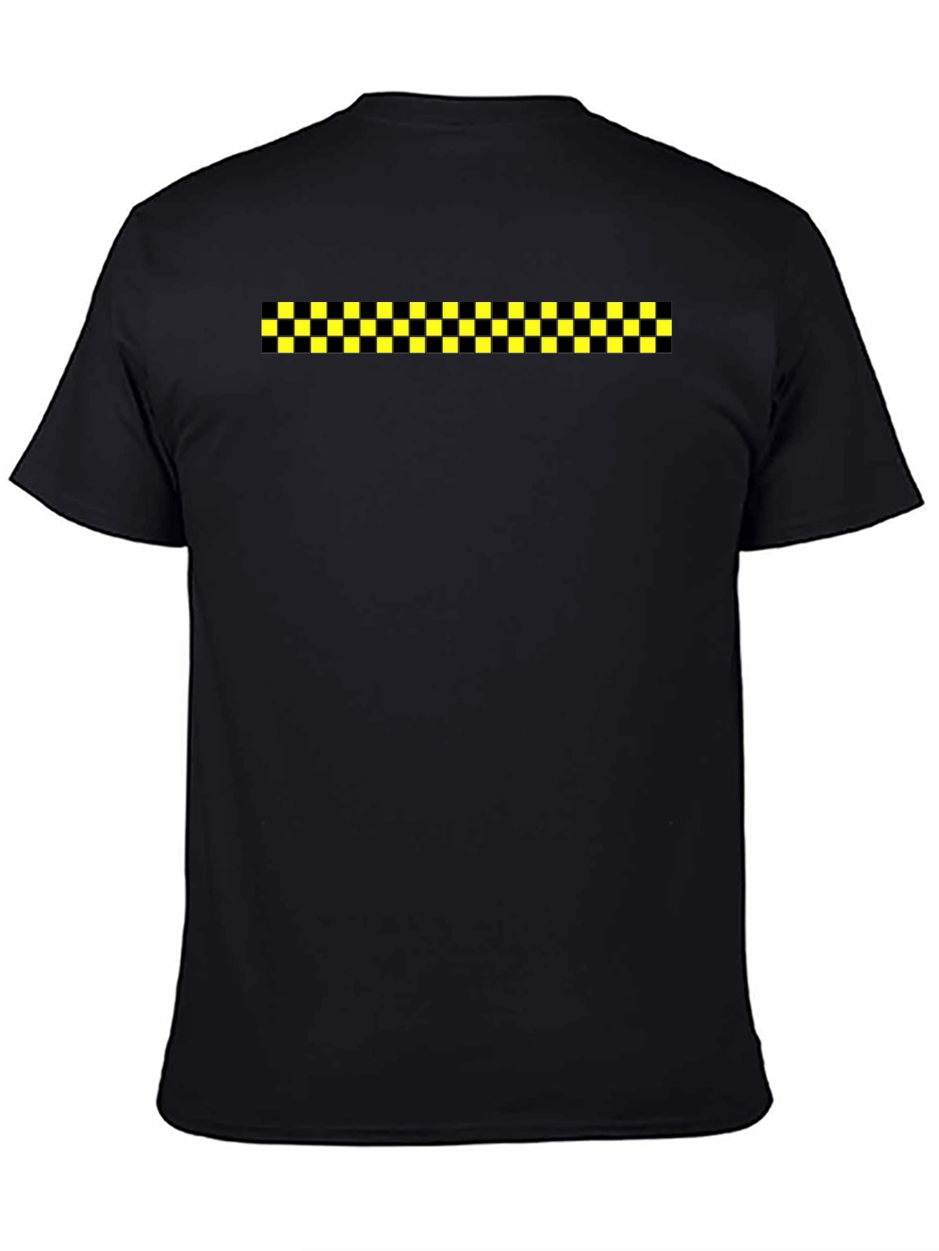 Black Tee with Checkered Stripe