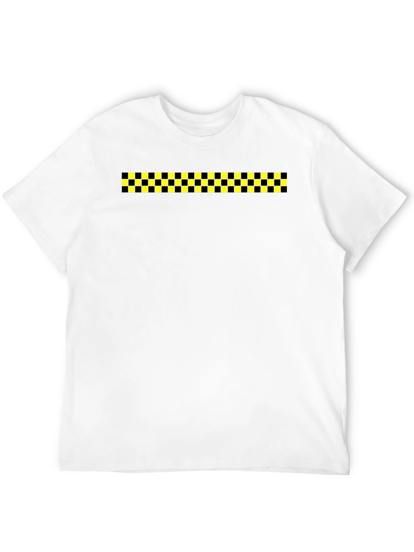 Black Tee with Checkered Stripe
