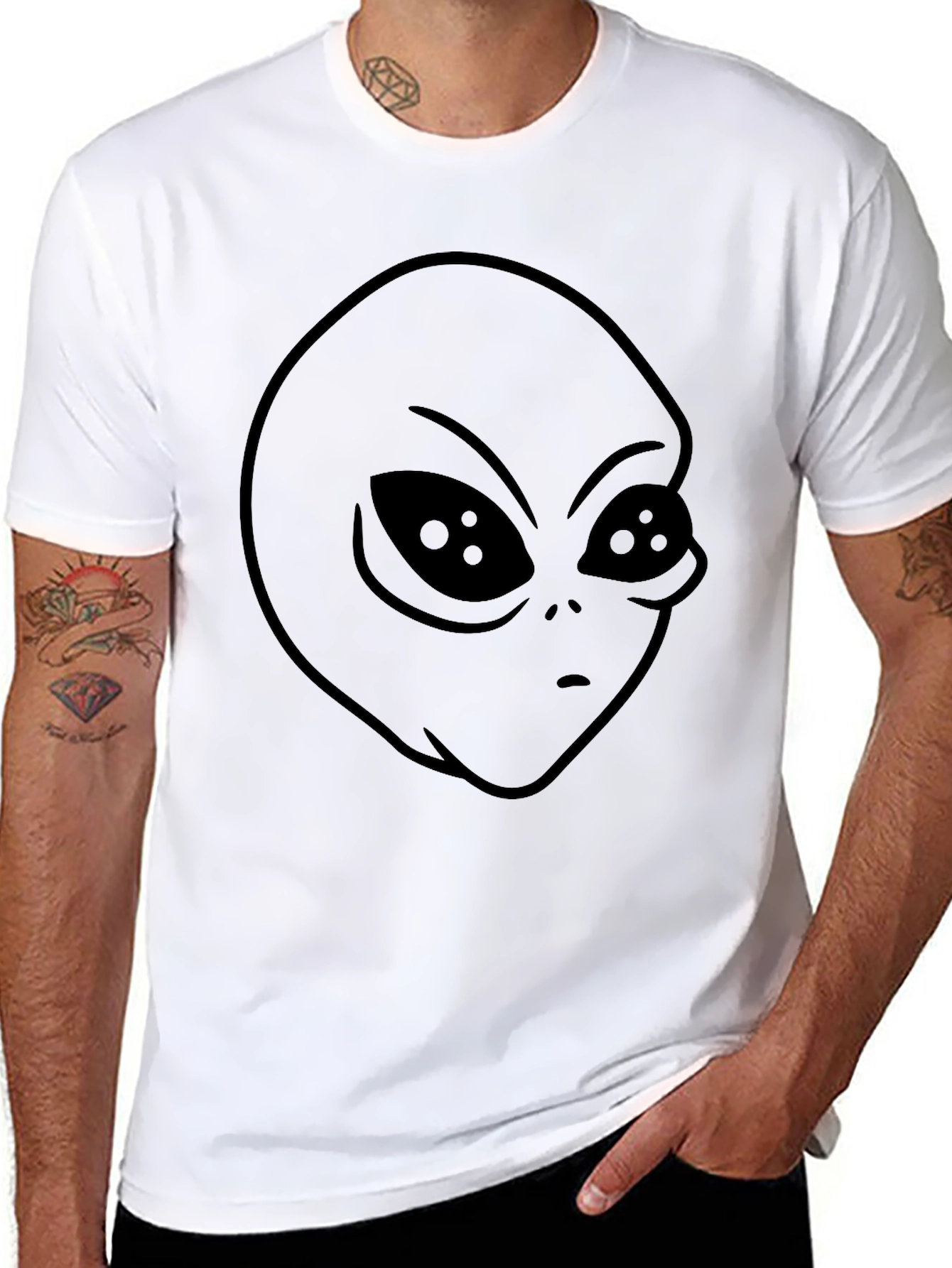 Alien Graphic Print T-Shirt - Black