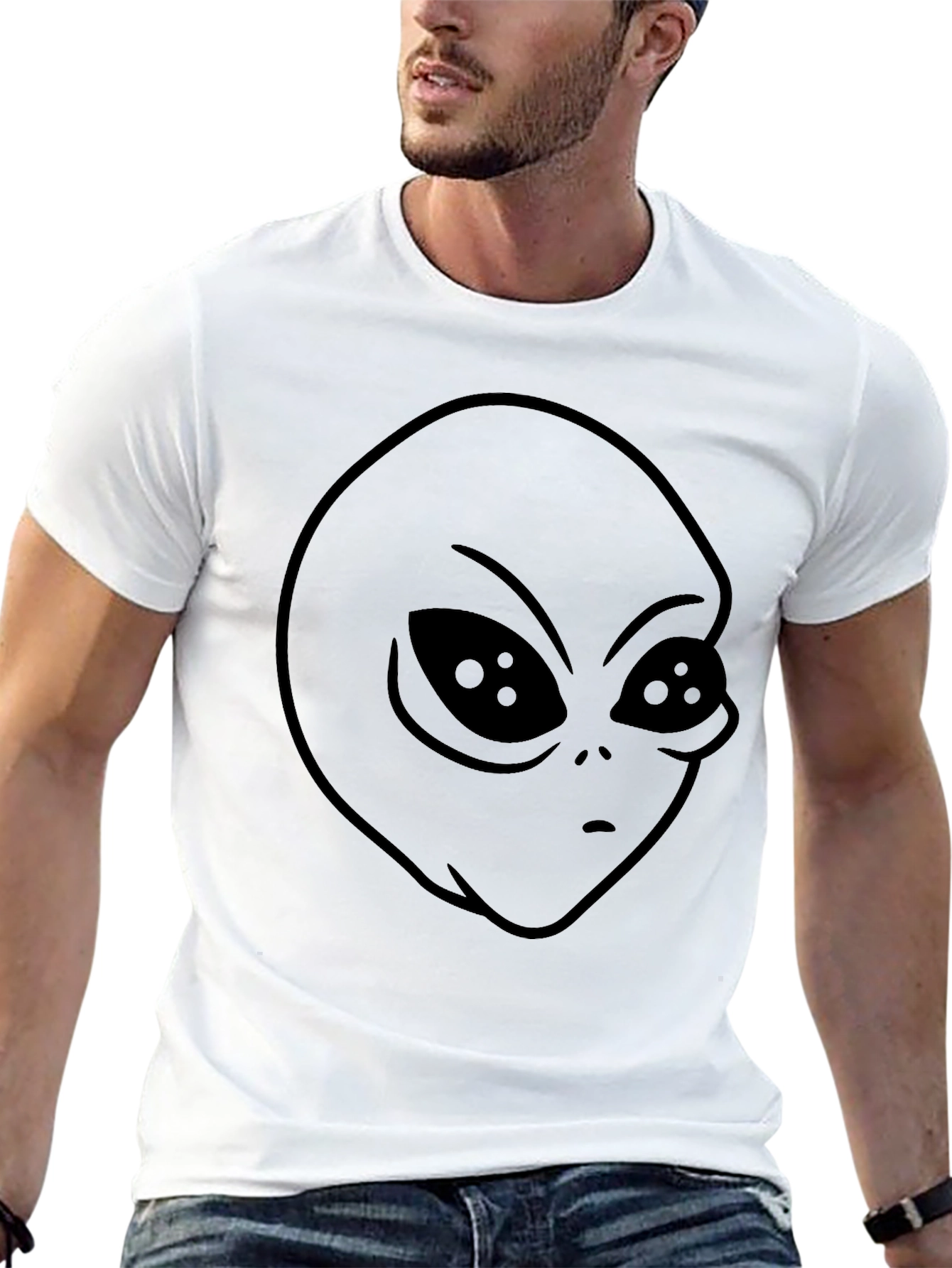 Alien Graphic Print T-Shirt - Black