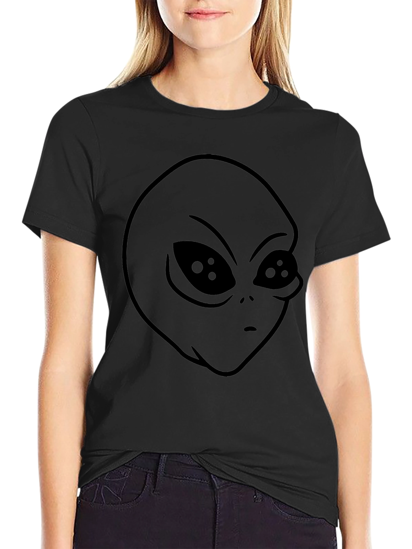 Alien Graphic Print T-Shirt - Black