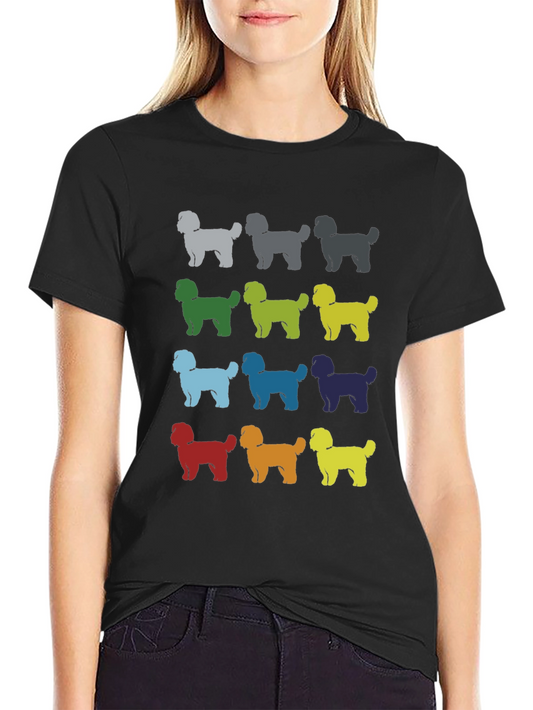 Colorful Dog Breed Silhouette Black Tee